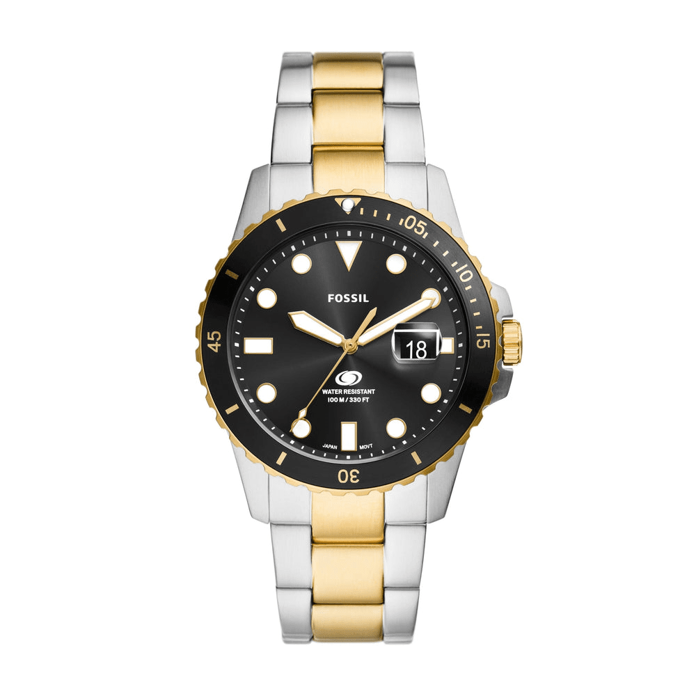 Fossil Blue Dive Three-Hand Date Two-Tone Stainless Steel Watch FS6031 Watches Fossil 
