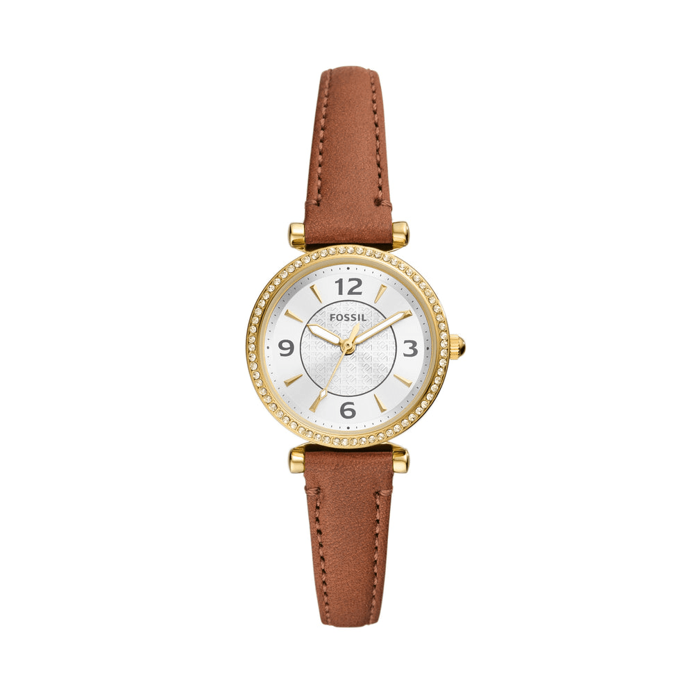 Fossil Carlie Three-Hand Medium Brown LiteHide Leather Watch ES5297 Watches Fossil 