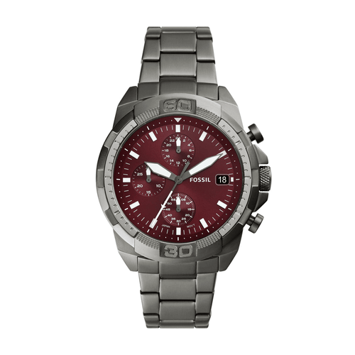 Fossil Bronson Chronograph Smoke Stainless Steel Watch FS6017 Bevilles Jewellers 