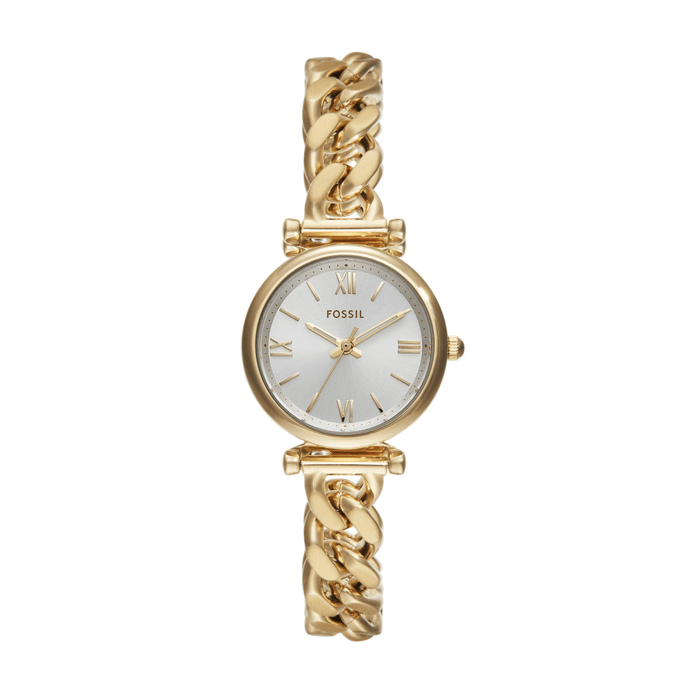 Fossil Carlie Three-Hand Gold-Tone Stainless Steel Watch ES5329 Bevilles Jewellers 