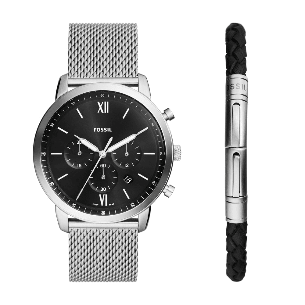 Fossil Neutra Chronograph Stainless Steel Mesh Watch and Bracelet Box Set FS6020SET Fossil 