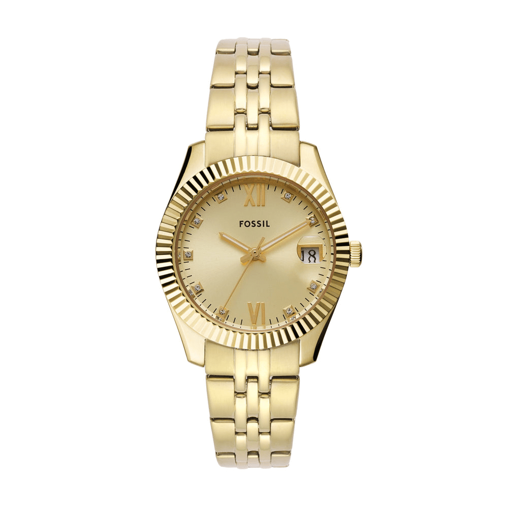 Fossil Scarlette Three-Hand Date Gold-Tone Stainless Steel Watch ES5338 Watches Fossil 
