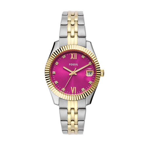 Fossil Scarlette Three-Hand Date Two-Tone Stainless Steel Watch ES5337 Bevilles Jewellers 