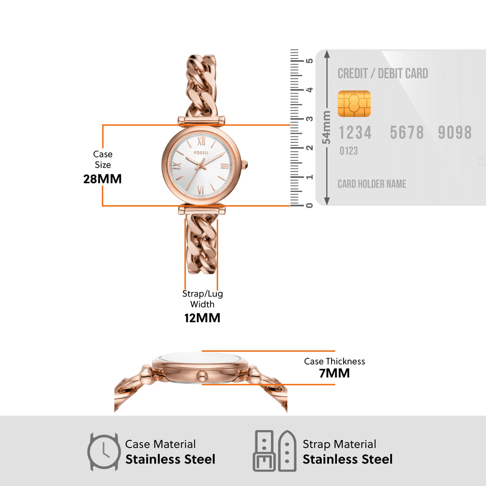 Fossil Carlie Three-Hand Rose Gold-Tone Stainless Steel Watch ES5330 Watches Fossil 