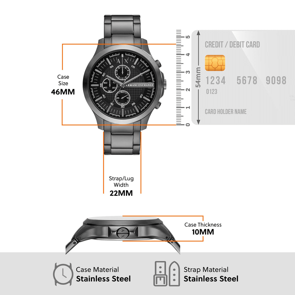 Armani Exchange Chronograph Gunmetal Stainless Steel Watch AX2454 Watches Armani Exchange 