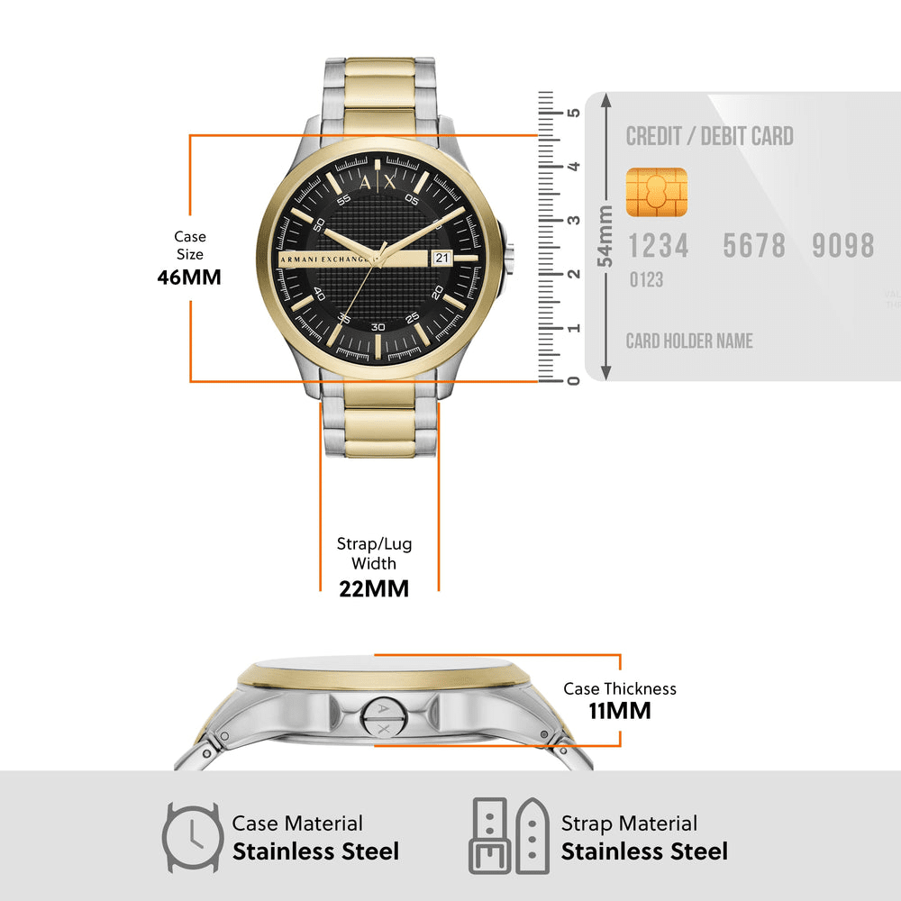 Armani Exchange Three-Hand Date Two-Tone Stainless Steel Watch AX2453 Watches Armani Exchange 