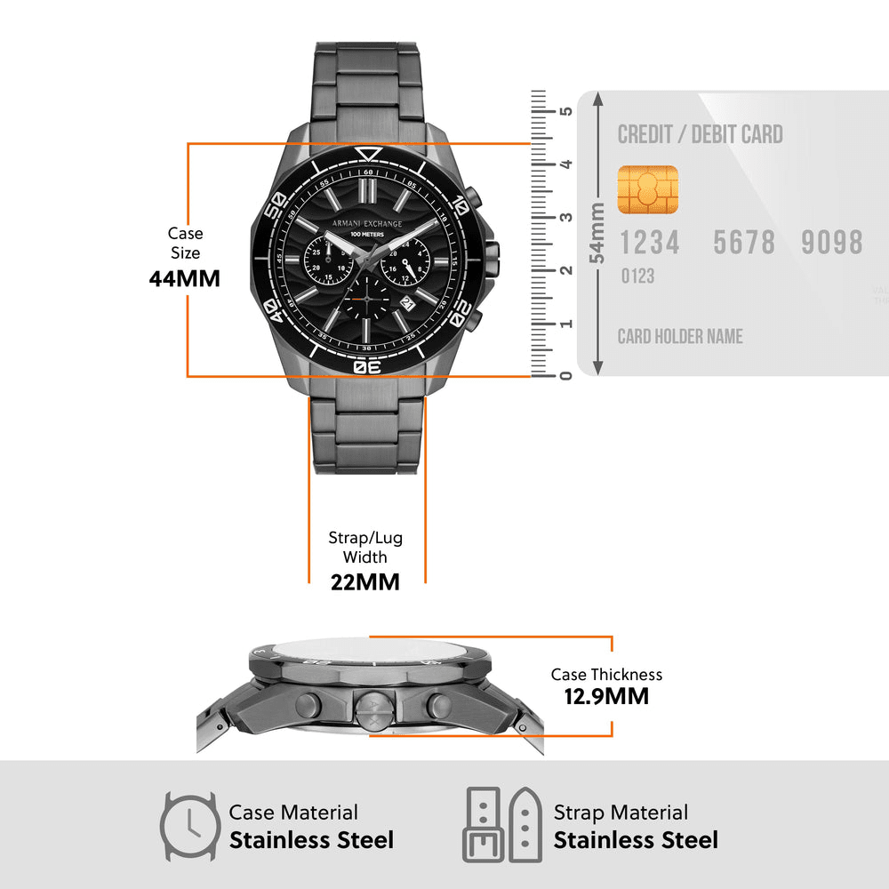 Armani Exchange Chronograph Gunmetal Stainless Steel Watch AX1959 Watches Armani Exchange 