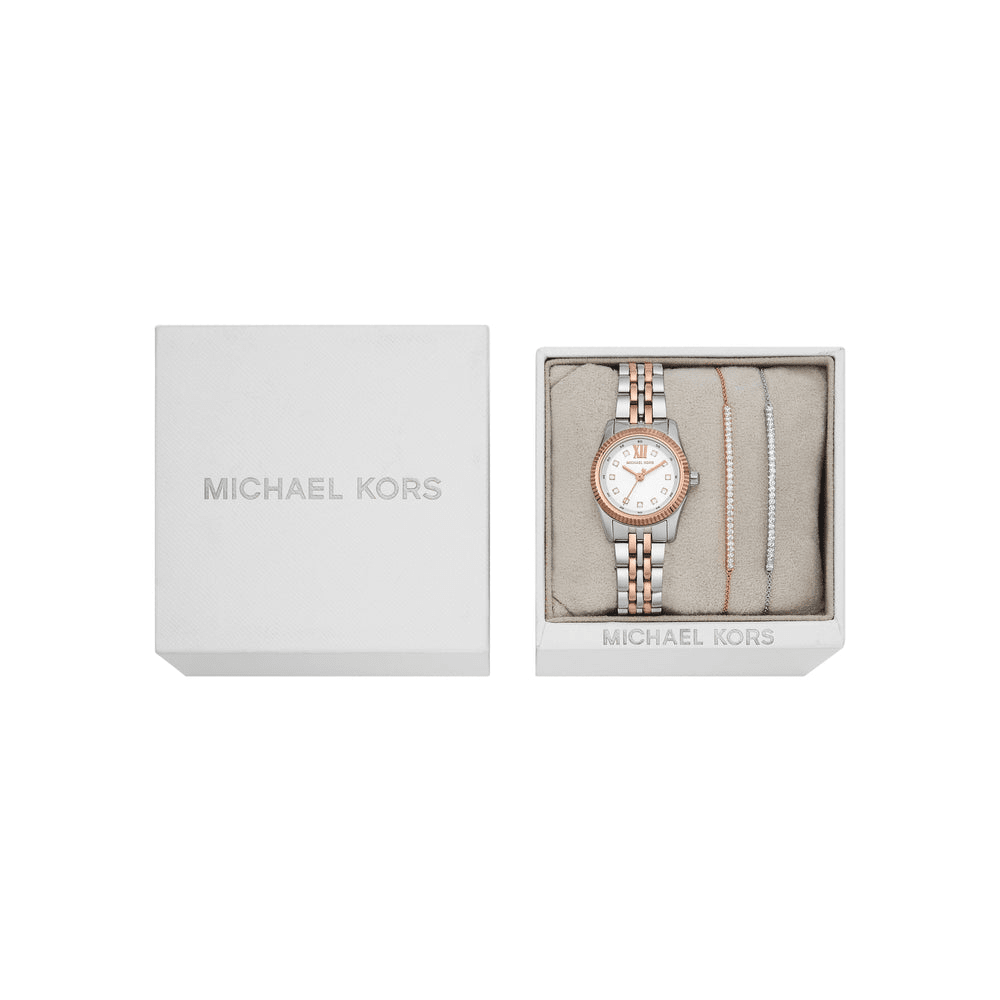 Michael Kors Lexington Three-Hand Two-Tone Stainless Steel Watch and Bracelets Gift Set MK4817SET Watches Michael Kors 