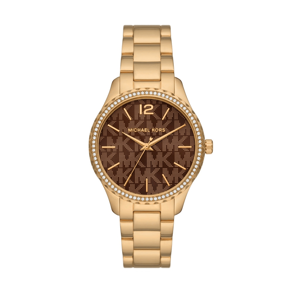 Michael Kors Layton Gold and Brown Women's Watch MK7296 Bevilles Jewellers 