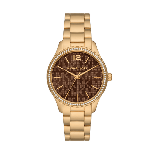 Michael Kors Layton Gold and Brown Women's Watch MK7296 Bevilles Jewellers 