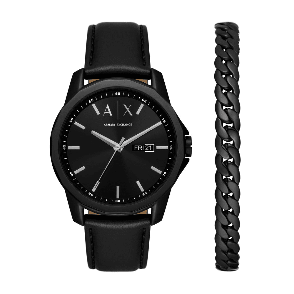 Armani Exchange Banks AX7147SET Black Men's Watch Gift Set Watches Armani Exchange 