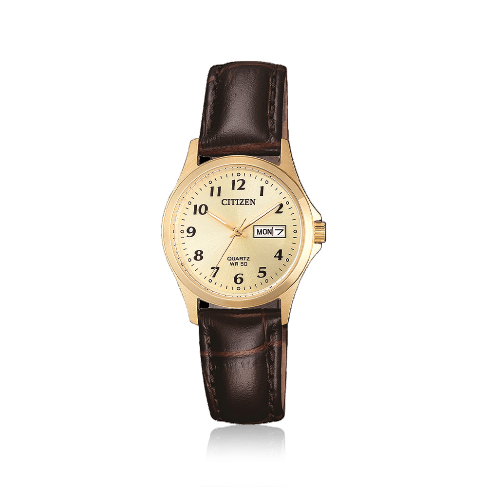 Citizen Ladies Leather Strap Gold Watch Model EQ2002-07P Watches Citizen 