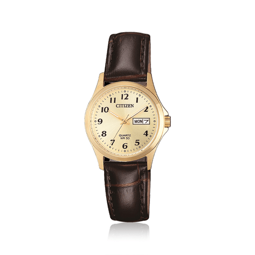 Citizen Ladies Leather Strap Gold Watch Model EQ2002-07P Watches Citizen 