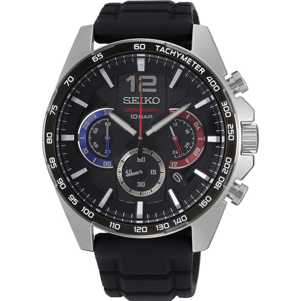Seiko Chronograph Black and Silver Tone Watch Watches Seiko 