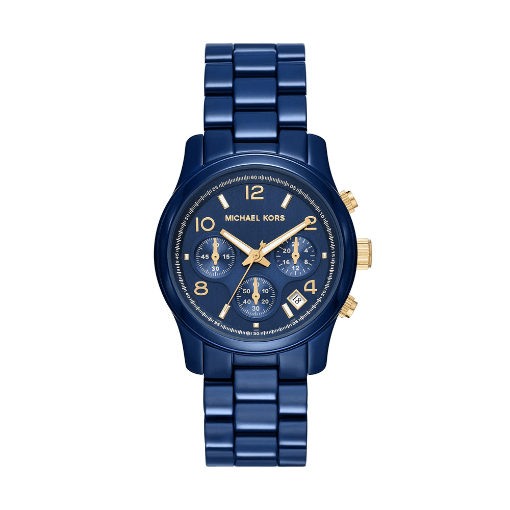 Michael Kors Runway Blue and Gold Women's Watch MK7332 Bevilles Jewellers 