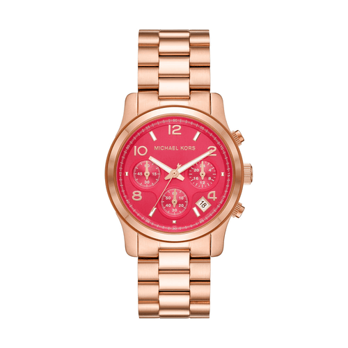 Michael Kors Runway MK7352 Red and Rose Gold Women's Watch Bevilles Jewellers 