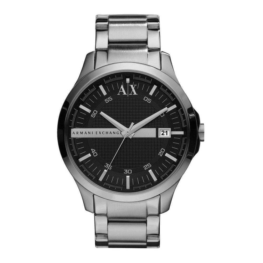 Armani Exchange Hampton Black Face Silver Band Watch - AX2103 Watches Armani Exchange 
