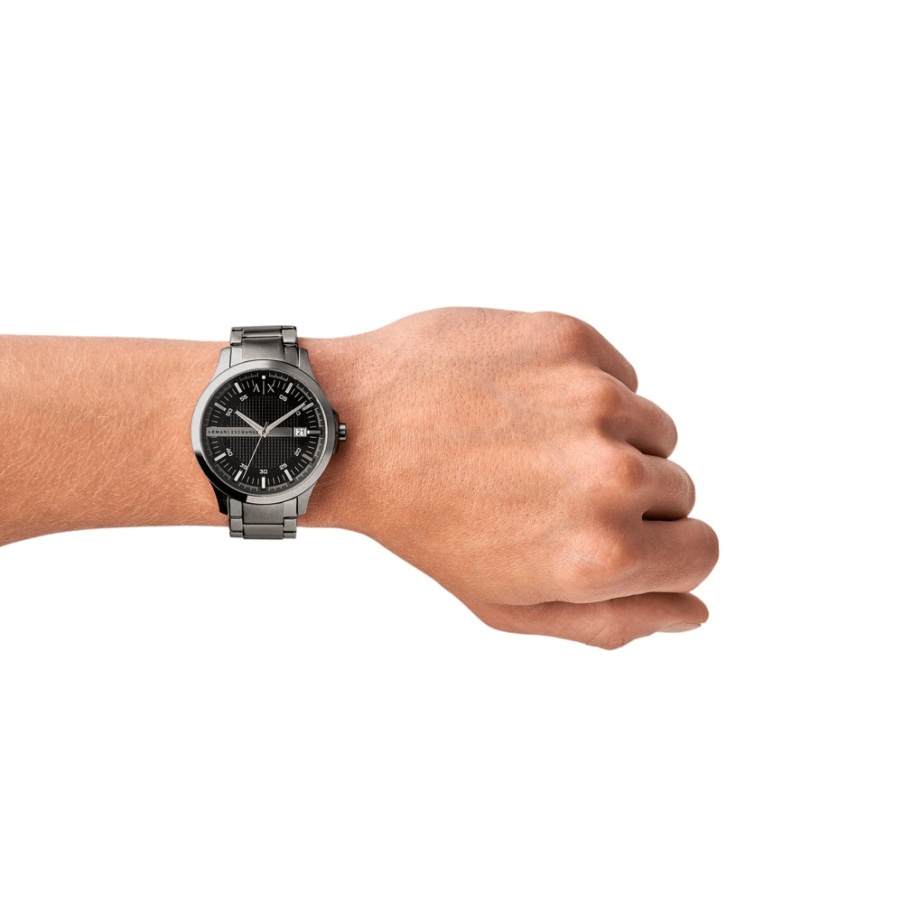 Armani Exchange Hampton Black Face Silver Band Watch - AX2103 Watches Armani Exchange 