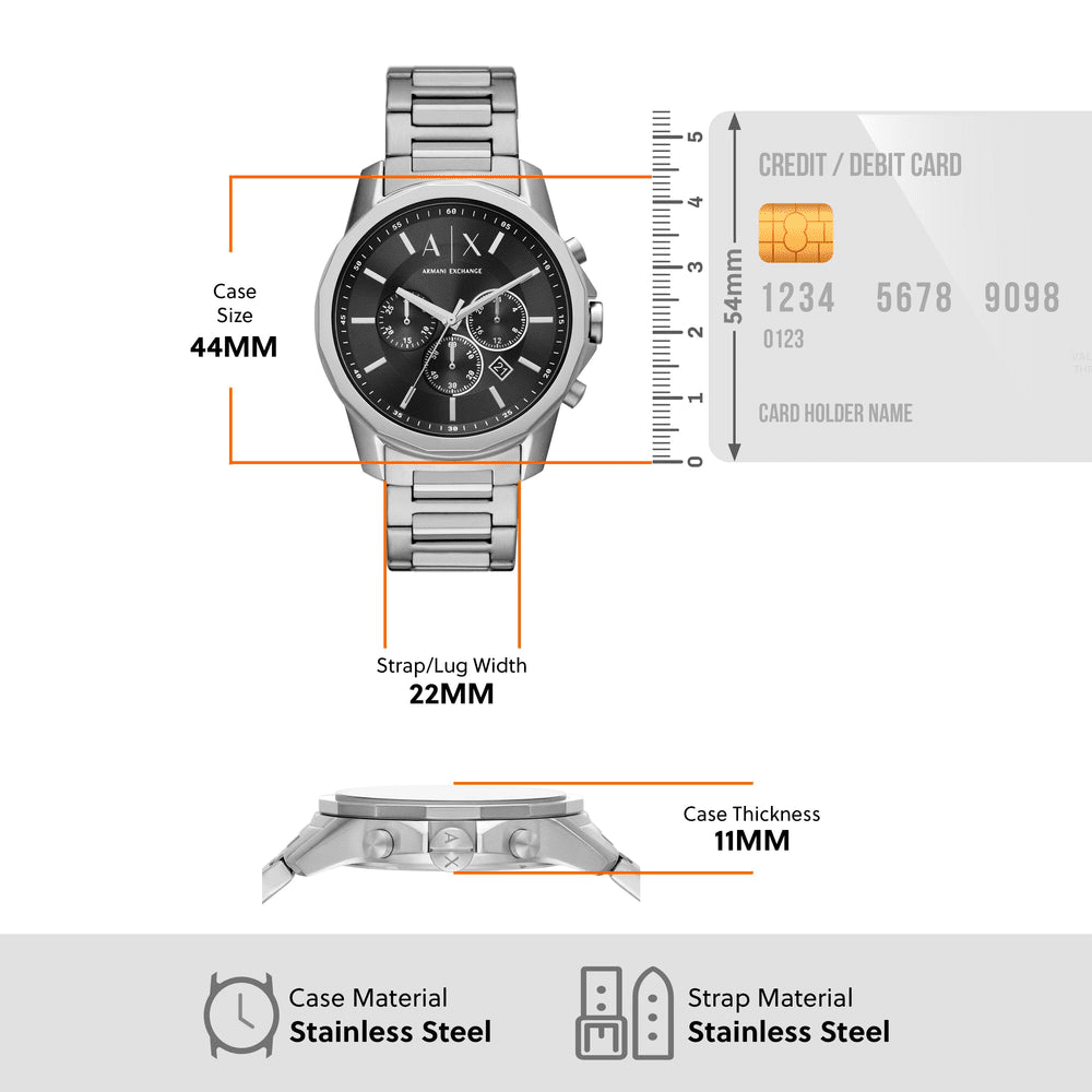 Armani Exchange Banks Black and Silver Men's Watch AX1720 Watches Armani Exchange 