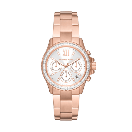 Michael Kors Everest Rose Gold Chronograph Women's Watch MK7213 Bevilles Jewellers 