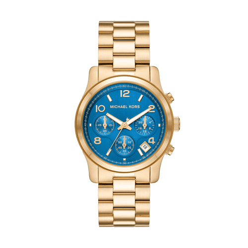 Michael Kors Mini Everest MK7353 Gold and Blue Women's Watch Bevilles Jewellers 