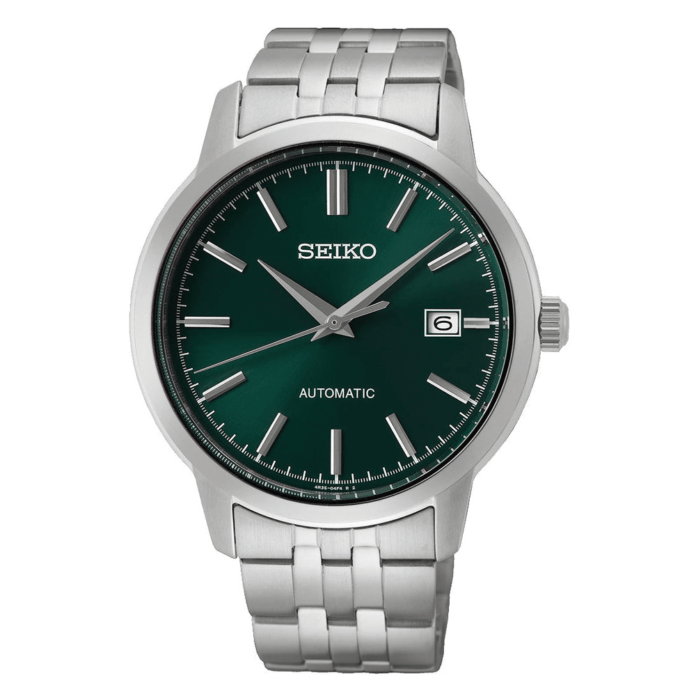 Seiko Silver and Green Men's Analogue Watch SRPH89K Watches Seiko 