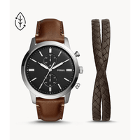 Fossil Townsman Silver and Brown Watch Gift Set FS5967SET Watches Fossil 
