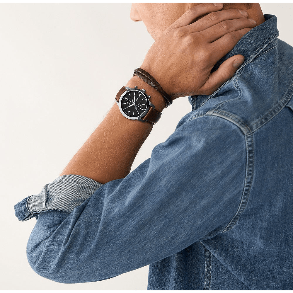 Fossil Townsman Silver and Brown Watch Gift Set FS5967SET Watches Fossil 