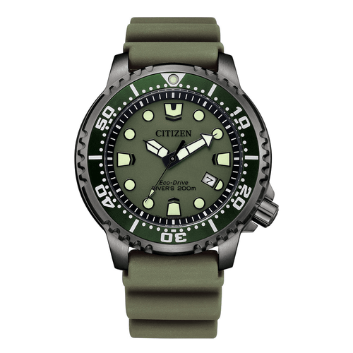 Citizen Promaster Marine Eco-Drive Men's Green Watch BN0157-11X Bevilles Jewellers 