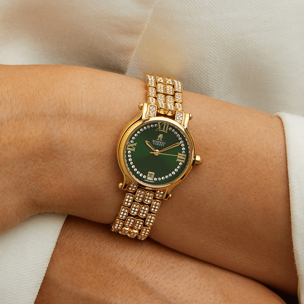 Roberto Carati Tina Green Face Gold Tone Watch M9148-V4 Watches Roberto Carati 