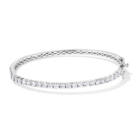 White Cubic Zirconia Waved Loop Bangle in Sterling Silver Bangles Bevilles 