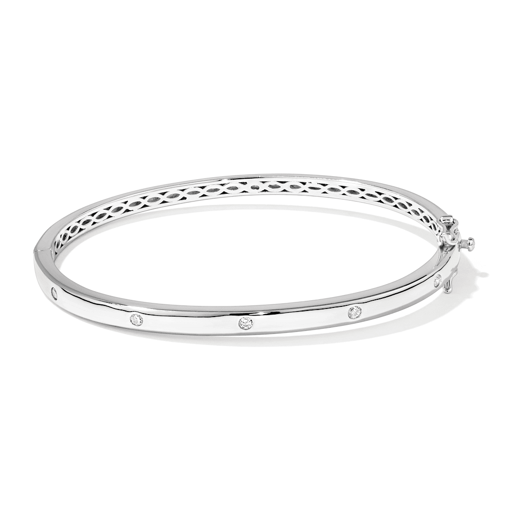 59mm Hammerset Cubic Zirconia Bangle in Sterling Silver Bangles Bevilles 