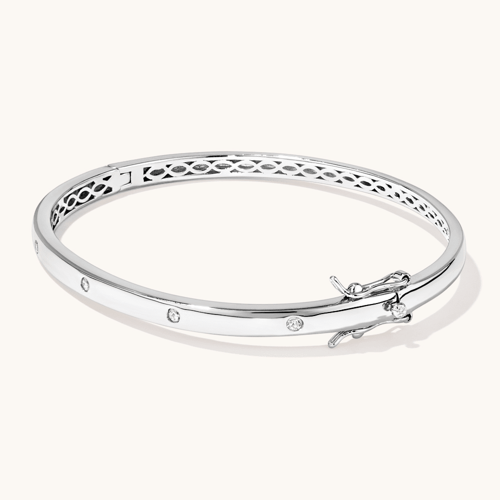 59mm Hammerset Cubic Zirconia Bangle in Sterling Silver Bangles Bevilles 