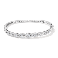 Plaited Halo Bangle with Cubic Zirconias in Sterling Silver Bangles Bevilles 