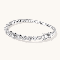Plaited Halo Bangle with Cubic Zirconias in Sterling Silver Bangles Bevilles 