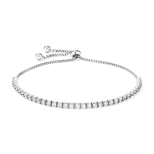 19cm 2mm Width Cubic Zirconia Tennis Bolo Bracelet in Sterling Silver Bracelets Bevilles 