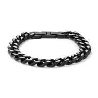 21.5cm 10mm Width Oxidised Men's Curb Bracelet in Stainless Steel Bracelets Bevilles 