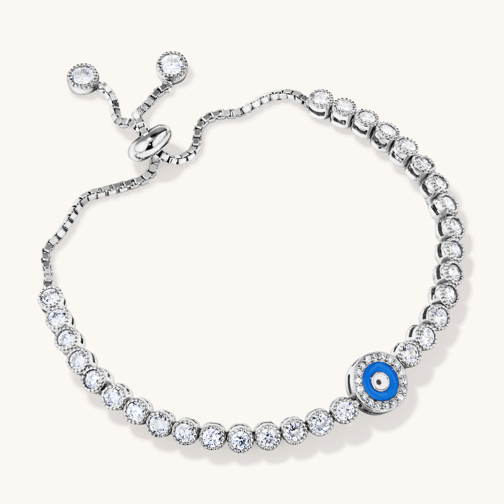 25cm Enamel Evil Eye Tennis Bracelet Bracelet in Sterling Silver Bracelets Bevilles 