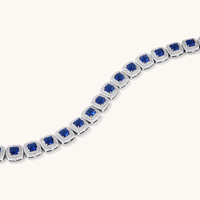 21cm Halo Blue and White Cubic Zirconia Bracelet in Sterling Silver Bracelets Bevilles 