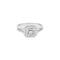 Cushion Halo Ring with Cubic Zirconia in Sterling Silver Rings Bevilles 