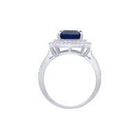 Blue Sapphire Cubic Zirconia Ring in Sterling Silver Rings Bevilles 