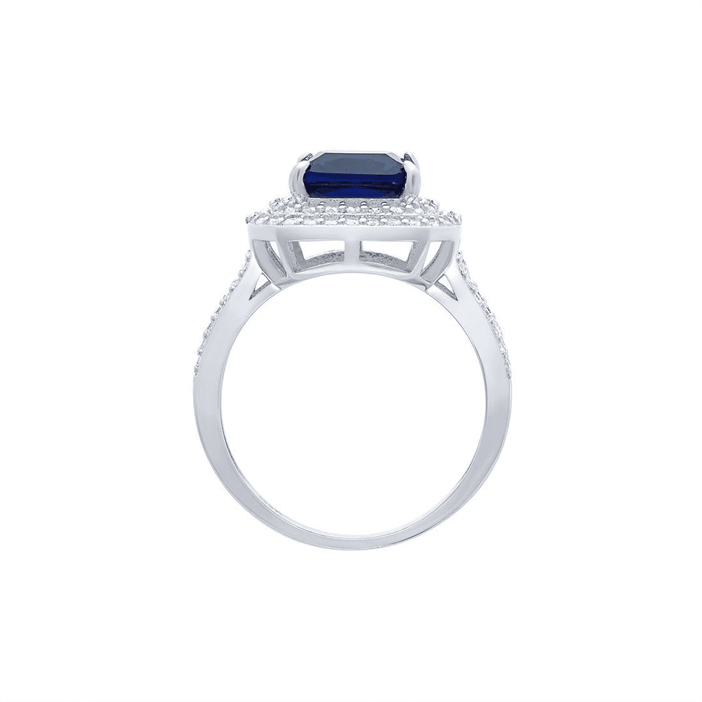 Blue Sapphire Cubic Zirconia Ring in Sterling Silver Rings Bevilles 