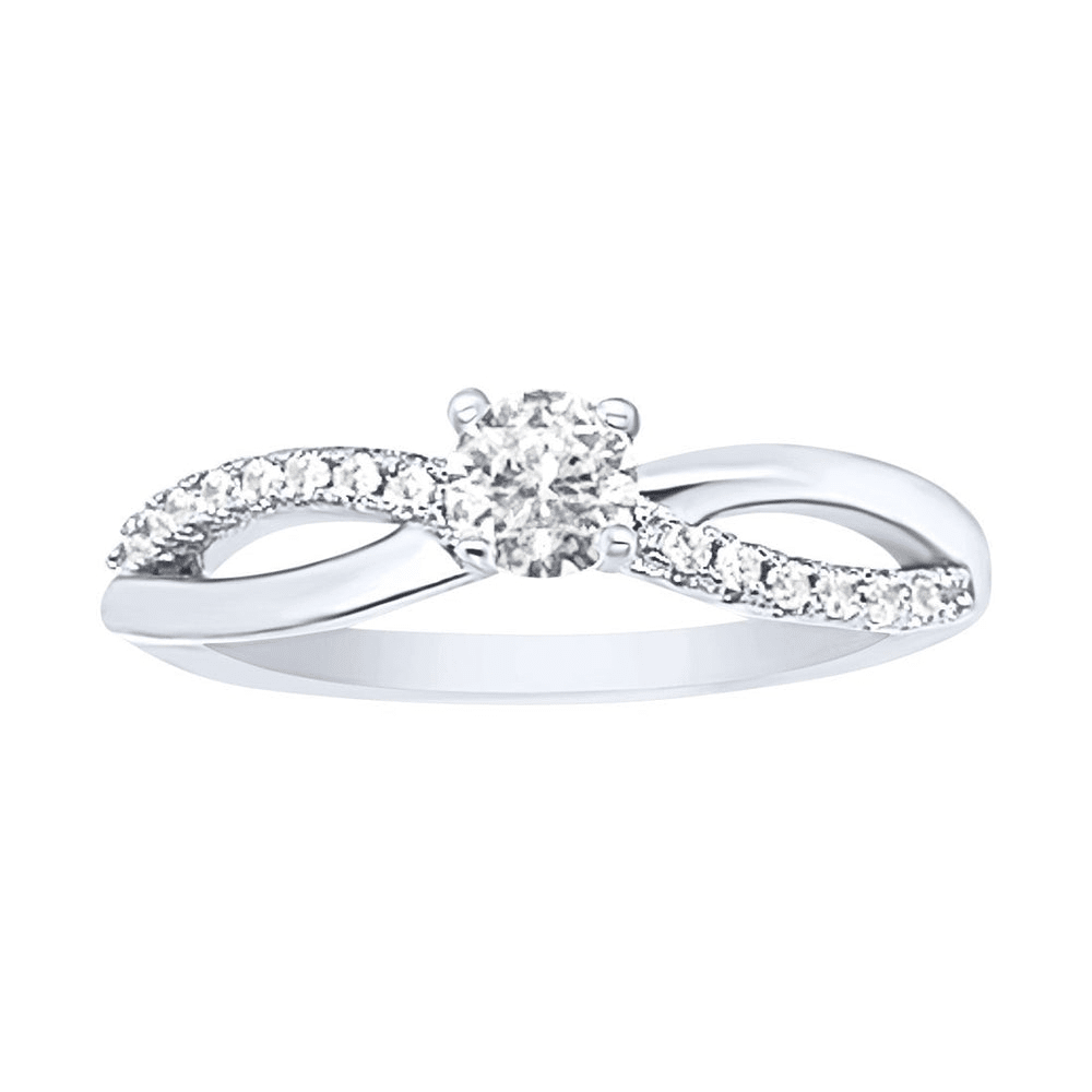 Sterling Silver Cubic Zirconia Twist Shoulder Ring Rings Bevilles 