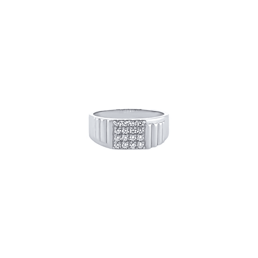 Men's Sterling Silver Cubic Zirconia Wide Ring Rings Bevilles 