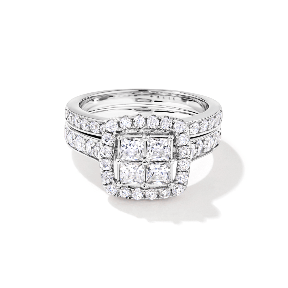 Sterling Silver Cubic Zirconia Invisible Princess Ring Set Rings Bevilles 