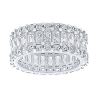 Sterling Silver Round & Baguette Cubic Zirconia Full Eternity Ring Rings Bevilles 