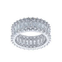 Sterling Silver Round & Baguette Cubic Zirconia Full Eternity Ring Rings Bevilles 