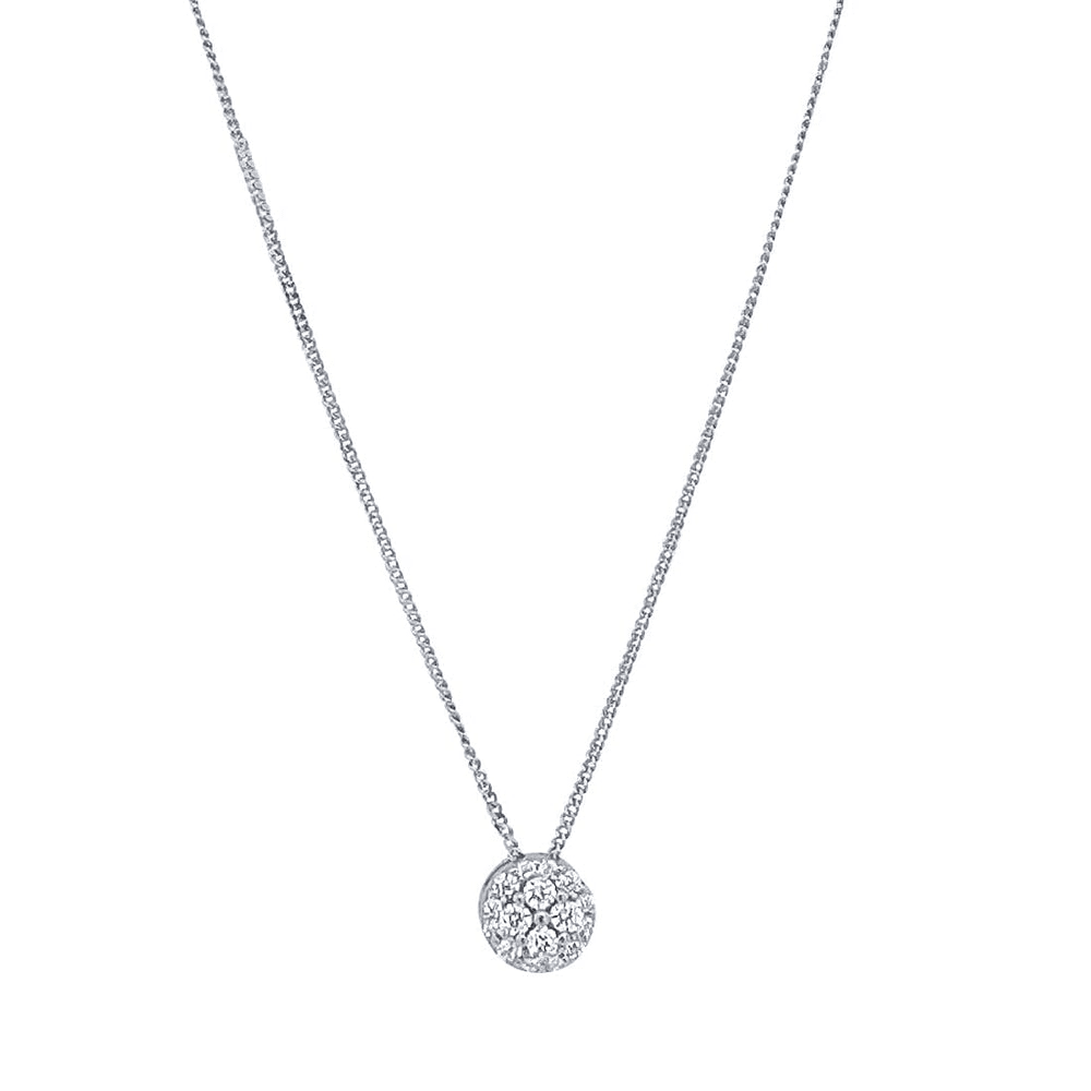 Pave Round Dome Necklace with Cubic Zirconia in Sterling Silver Pendants Bevilles 