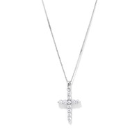 45cm Sterling Silver Cubic Zirconia Cross Necklace Pendants Bevilles 
