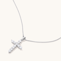 45cm Sterling Silver Cubic Zirconia Cross Necklace Pendants Bevilles 